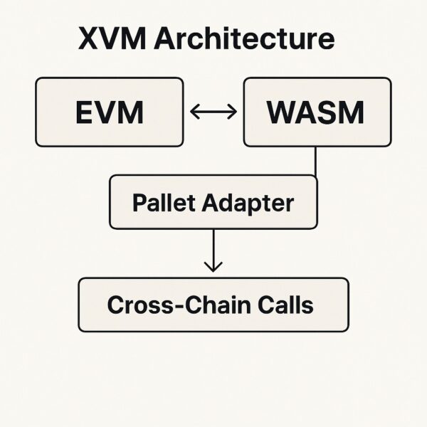 XVM Crypto architecture showing EVM and WASM cross-chain interaction